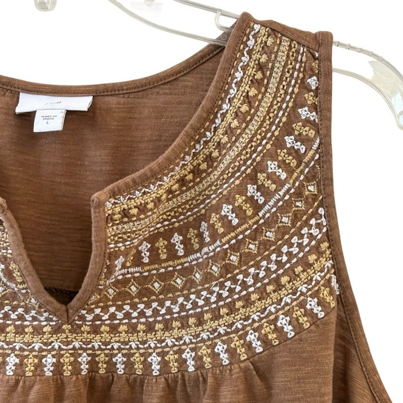 J. Jill Brown Embellished Tank Top Blouse Large - Picture 2 of 7